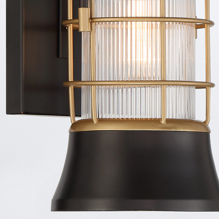 Mała latarnia naścienna Rivamar - 1 źródło światła - Brązowo-złota