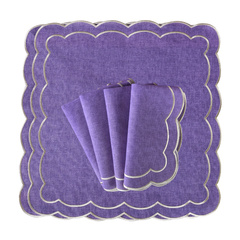 HAFTOWANE SERWETKI PURPLE PETALI - 6 SZT. - 38.5 x 38.5 CM - ROSEBERRY HOME - MY HONEY HOME