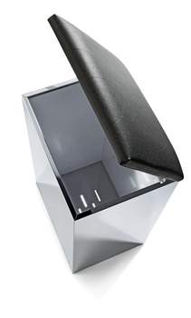 Stołek i kosz na bieliznę Decor Walther nierdzewny stal polerowana Sztuczna skóra czarna