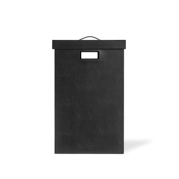 Kosz na pranie Decor Walther z pokrywą kwadratowy Sztuczna skóra czarna