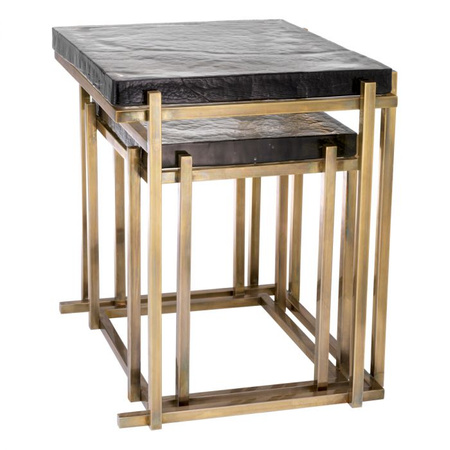 Stolik boczny Niemeyer vintage brass finish set of 2