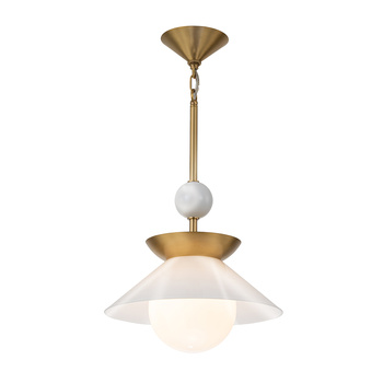 Średnia lampa wisząca Saucer - 1 źródło światła - Postarzany mosiądz