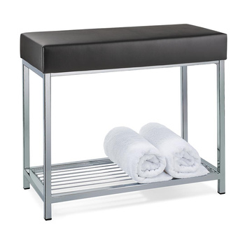 Ławka z półką Decor Walther Chrom / siedzisko Czarny