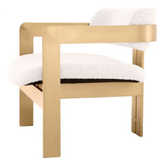 Chair Donato brushed brass finish bouclé cream