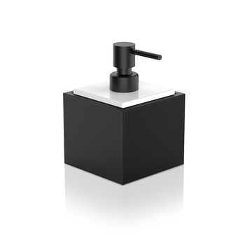 Dozownik mydła Decor Walther sztuczna skóra czarna z porcelany Biały z pompką Czarny