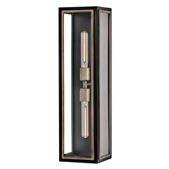 Latarnia naścienna Shaw - 2 źródła światła - Czarny, oksydowany brąz