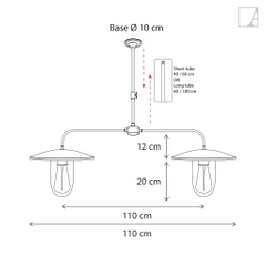 Lampa wisząca Authentage Elébase multiple na rurze