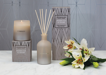 ŚWIECA ZAPACHOWA GEOMTERIC NEW WATER LILY&THYME - 9.5X8.5CM - STONEGLOW - MY HONEY HOME