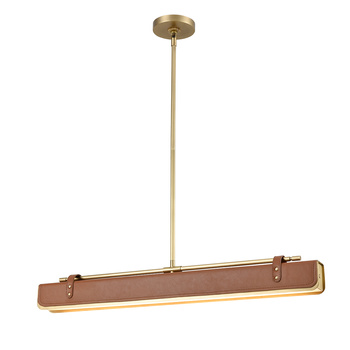 Lampa wyspowa LED Valise - Vintage mosiądz, skóra koniakowa