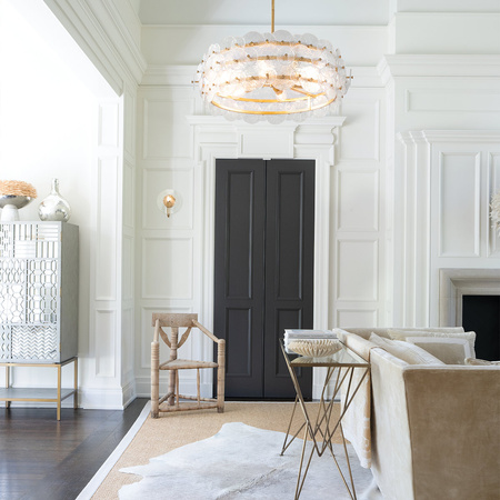 Żyrandol Rene - 6 źródeł światła - Przecierany mosiądz