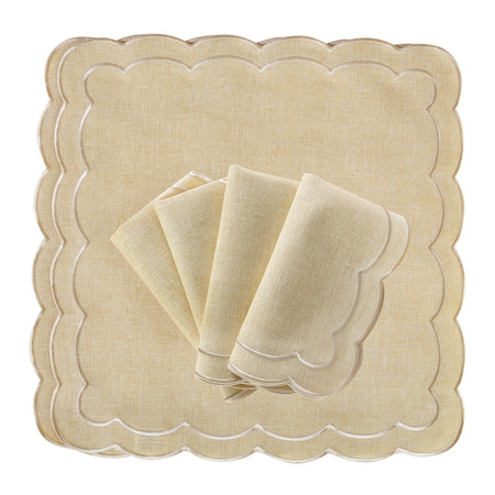HAFTOWANE SERWETKI BEIGE PETALI - 6 SZT. - 38.5 x 38.5 CM - ROSEBERRY HOME - MY HONEY HOME