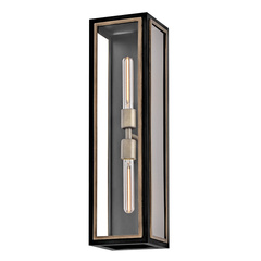 Latarnia naścienna Shaw - 2 źródła światła - Czarny, oksydowany brąz