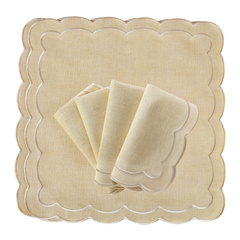 HAFTOWANE SERWETKI BEIGE PETALI - 6 SZT. - 38.5 x 38.5 CM - ROSEBERRY HOME - MY HONEY HOME
