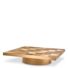 Stolik kawowy Laporte wykończenie ze szczotkowanego mosiądzu