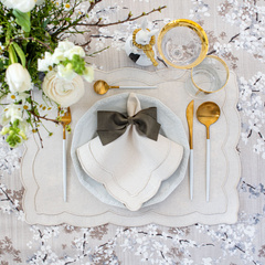 HAFTOWANE SERWETKI SILVER ONDE - 6 SZT. - 38.5 x 38.5 CM - ROSEBERRY HOME - MY HONEY HOME