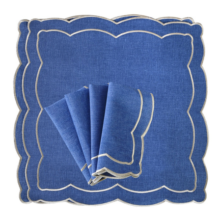 HAFTOWANE SERWETKI BLUE ONDE - 6 SZT. - 38.5 x 38.5 CM - ROSEBERRY HOME - MY HONEY HOME