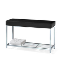Ławka z półką Decor Walther Chrom / siedzisko Czarne