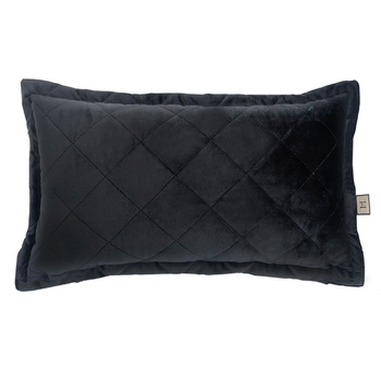 PODUSZKA DEKORACYJNA - PIKOWANA - CZARNY WELUR - 30 x 50 CM - MY HONEY HOME COLLECTION