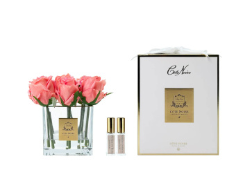 Cote Noire Kwiaty Pachnące 9 róż Peach w przezroczystym szkle