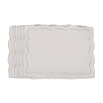 HAFTOWANE PODKŁADKI SILVER ONDE - 6 SZT. - 47 x 34 CM - ROSEBERRY HOME - MY HONEY HOME