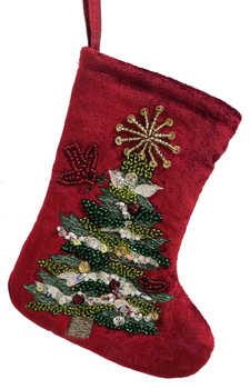 Dekoracja Świąteczna czerwona skarpeta