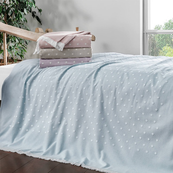 PLED NIEBIESKI W KROPKI - 220X240CM - Tivolyo Home - My Honey Home