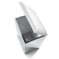 Stołek i kosz na bieliznę Decor Walther nierdzewny stal polerowana Sztuczna skóra biała