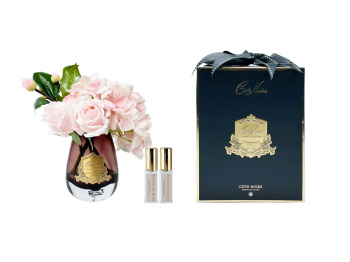 Cote Noire Kwiaty Pachnące herbaciane róże i hortensja Pink w czarnym szkle