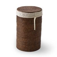 Okrągły kosz na pranie Decor Walther z płócienną torbą Rattan Ciemny