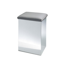 Stołek i kosz na bieliznę Decor Walther nierdzewny stal polerowana Sztuczna skóra szara