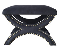 GRANATOWA PUFA TAPICEROWANA 60X40X42CM - MY HONEY HOME