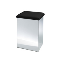 Stołek i kosz na bieliznę Decor Walther nierdzewny stal polerowana Sztuczna skóra czarna