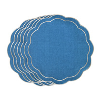 HAFTOWANE PODKŁADKI BLUE PETALI - 6 SZT. - ⌀ 38.5 CM - ROSEBERRY HOME - MY HONEY HOME