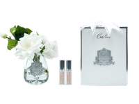 Cote Noire Kwiaty Pachnące herbaciane róże Ivory White w przezroczystym szkle