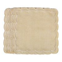 HAFTOWANE SERWETKI BEIGE PETALI - 6 SZT. - 38.5 x 38.5 CM - ROSEBERRY HOME - MY HONEY HOME