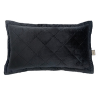 PODUSZKA DEKORACYJNA - PIKOWANA - CZARNY WELUR - 30 x 50 CM - MY HONEY HOME COLLECTION